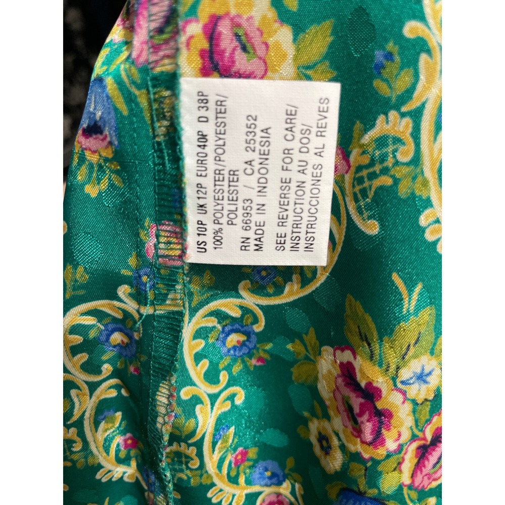 Vintage Leslie Fay Petites Green Floral Mini Dress size 10p Damask Boho 90s - Picture 11 of 11